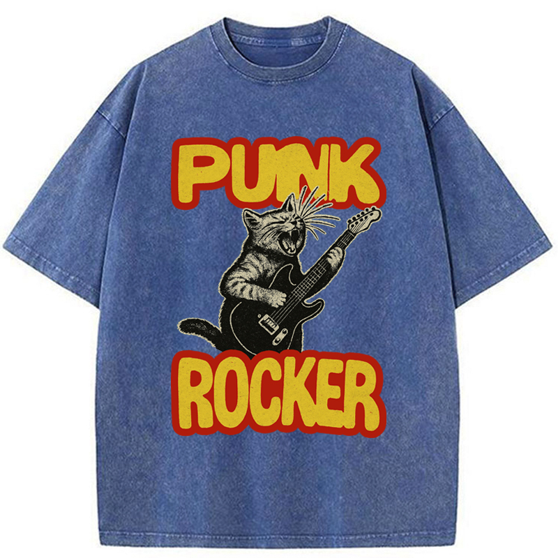 Tokyo-Tiger Punk Rock Kitty Washed T-Shirt