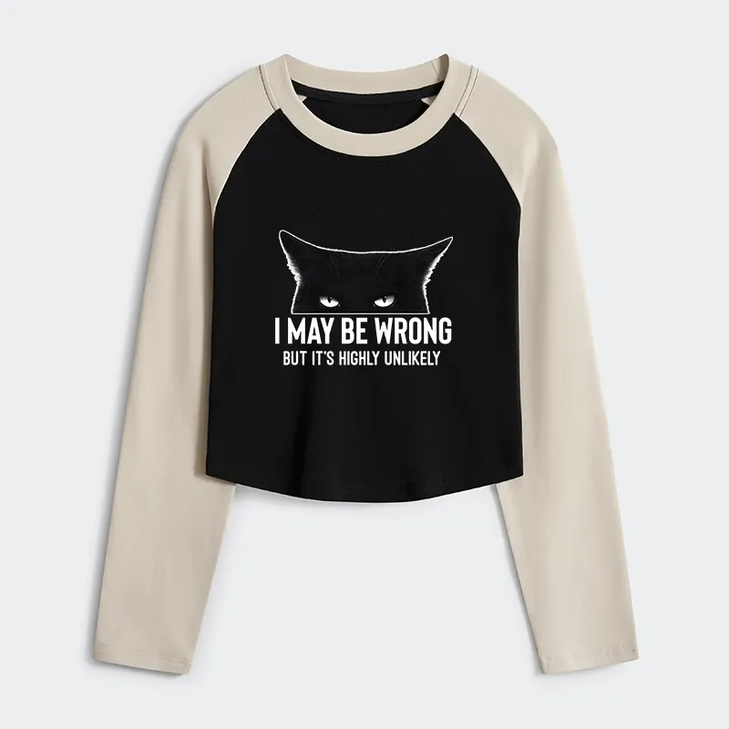Tokyo-Tiger Cat Can Do No Wrong Women's Crop Raglan T-Shirt