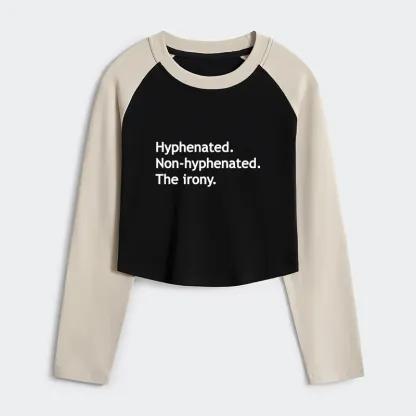 Tokyo-Tiger Hyphenated Funny Women's Crop Raglan T-Shirt