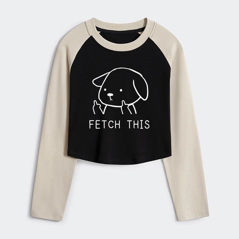 Tokyo-Tiger Fetch This Dog Women's Crop Raglan T-Shirt