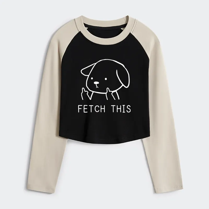 Tokyo-Tiger Fetch This Dog Women's Crop Raglan T-Shirt