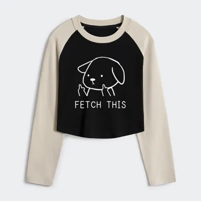 Tokyo-Tiger Fetch This Dog Women's Crop Raglan T-Shirt