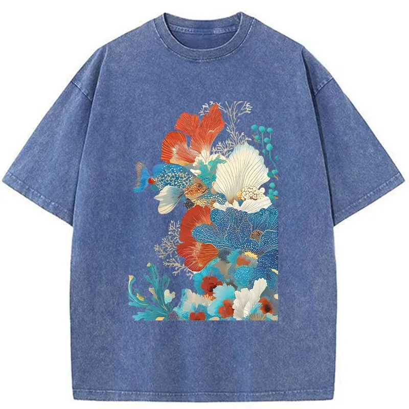 Tokyo-Tiger Underwater Corals Washed T-Shirt Sale