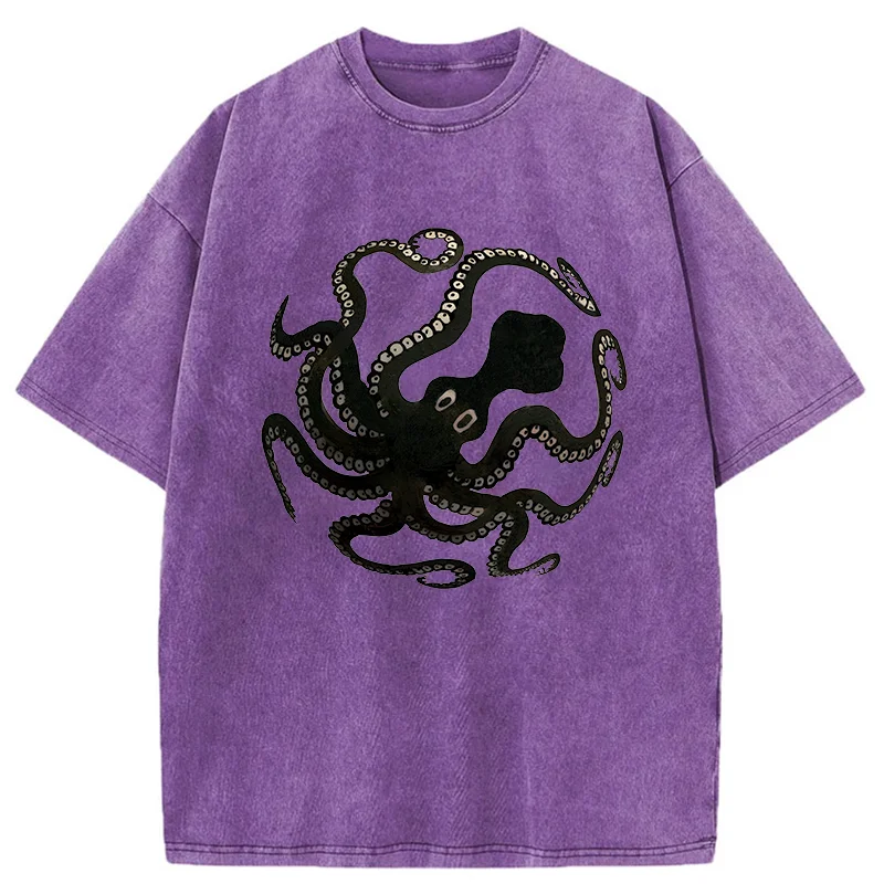 Tokyo-Tiger Octopus Surrounds Washed T-Shirt