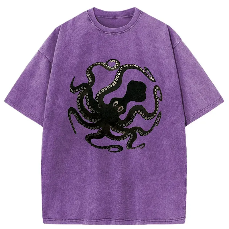 Tokyo-Tiger Octopus Surrounds Washed T-Shirt