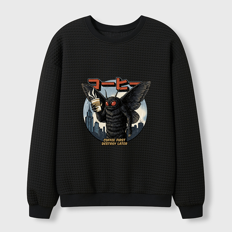 Tokyo-Tiger Mothman Coffee Japan Waffle Sweatshirt