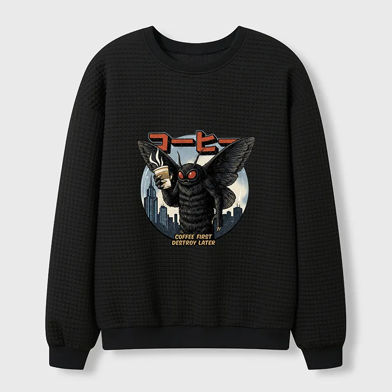 Tokyo-Tiger Mothman Coffee Japan Waffle Sweatshirt
