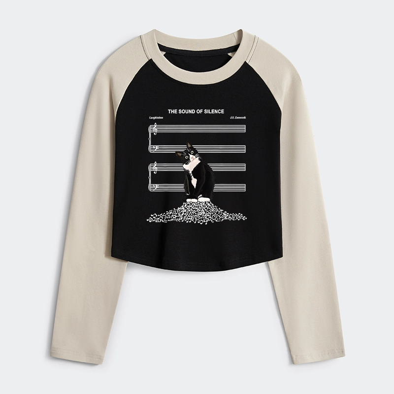 Tokyo-Tiger The Sound Of Silence Women's Crop Raglan T-Shirt