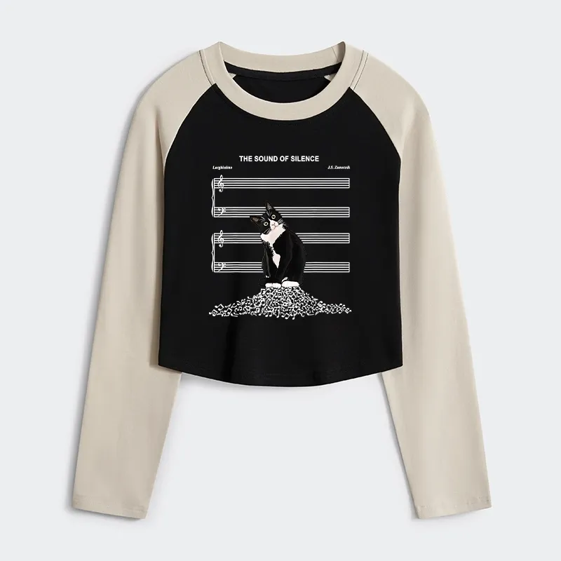 Tokyo-Tiger The Sound Of Silence Women's Crop Raglan T-Shirt