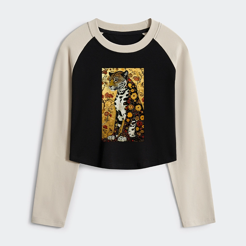 Tokyo-Tiger Magnificent Leopard Women's Crop Raglan T-Shirt