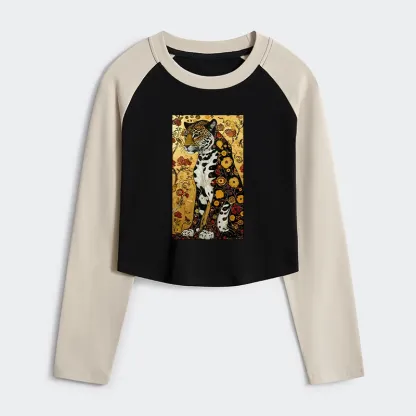 Tokyo-Tiger Magnificent Leopard Women's Crop Raglan T-Shirt