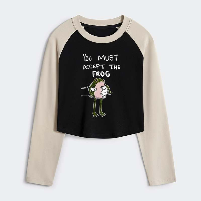 Tokyo-Tiger Accept This Frog Women's Crop Raglan T-Shirt
