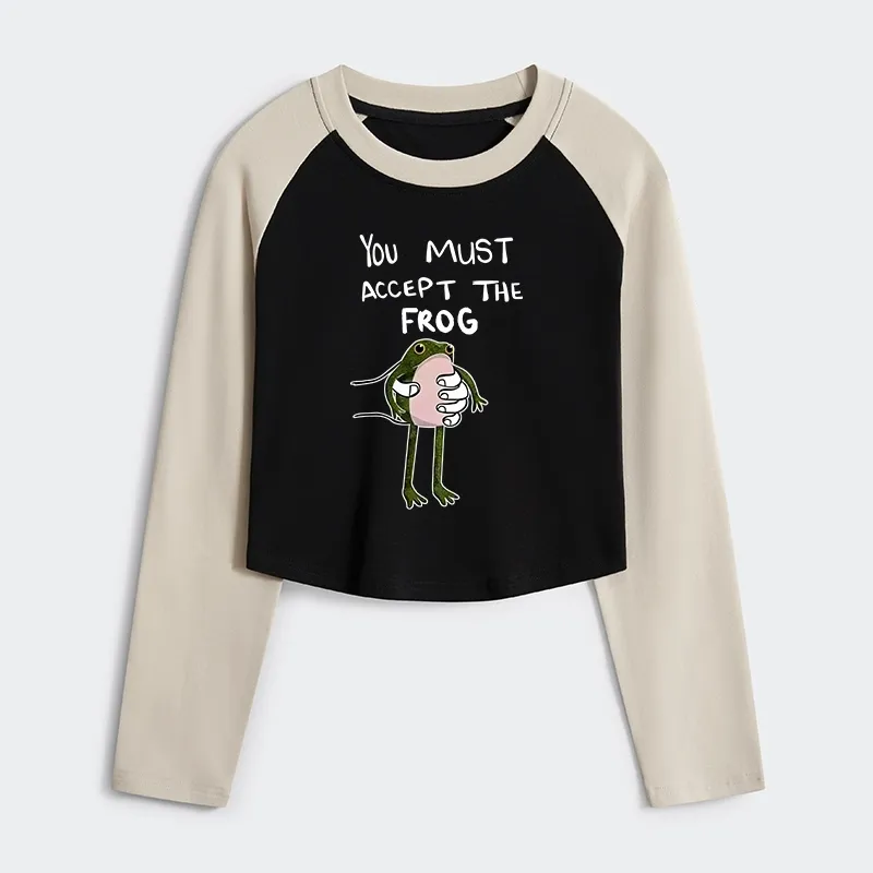 Tokyo-Tiger Accept This Frog Women's Crop Raglan T-Shirt