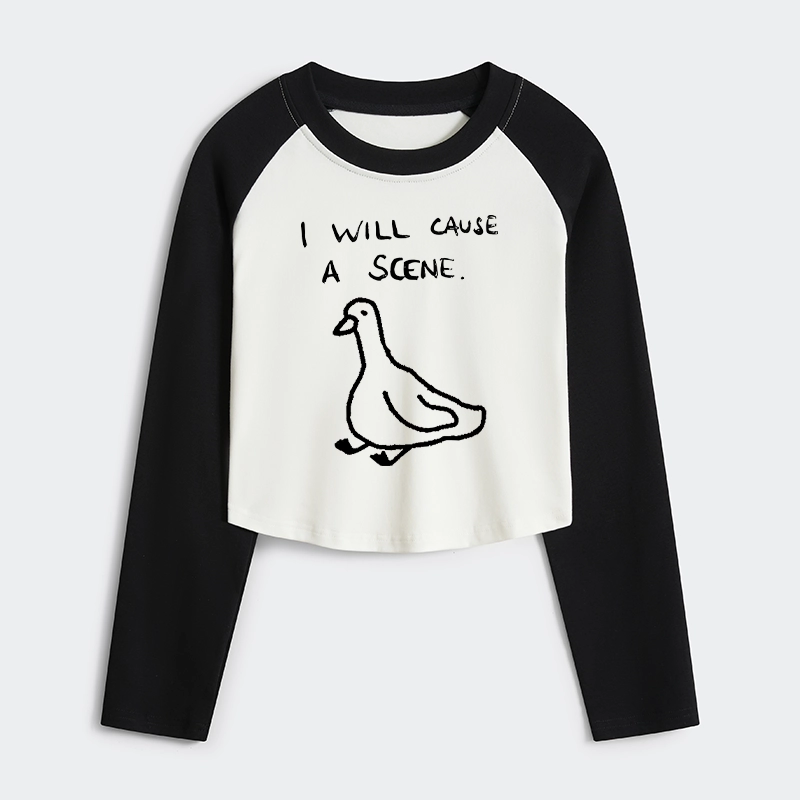 Tokyo-Tiger Stupid Goose Funny Japan Retro Women's Crop Raglan T-Shirt