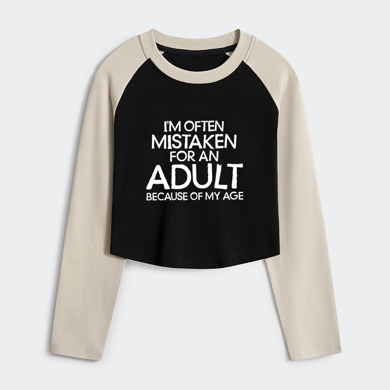 Tokyo-Tiger Old In Age But Young At Heart Women's Crop Raglan T-Shirt