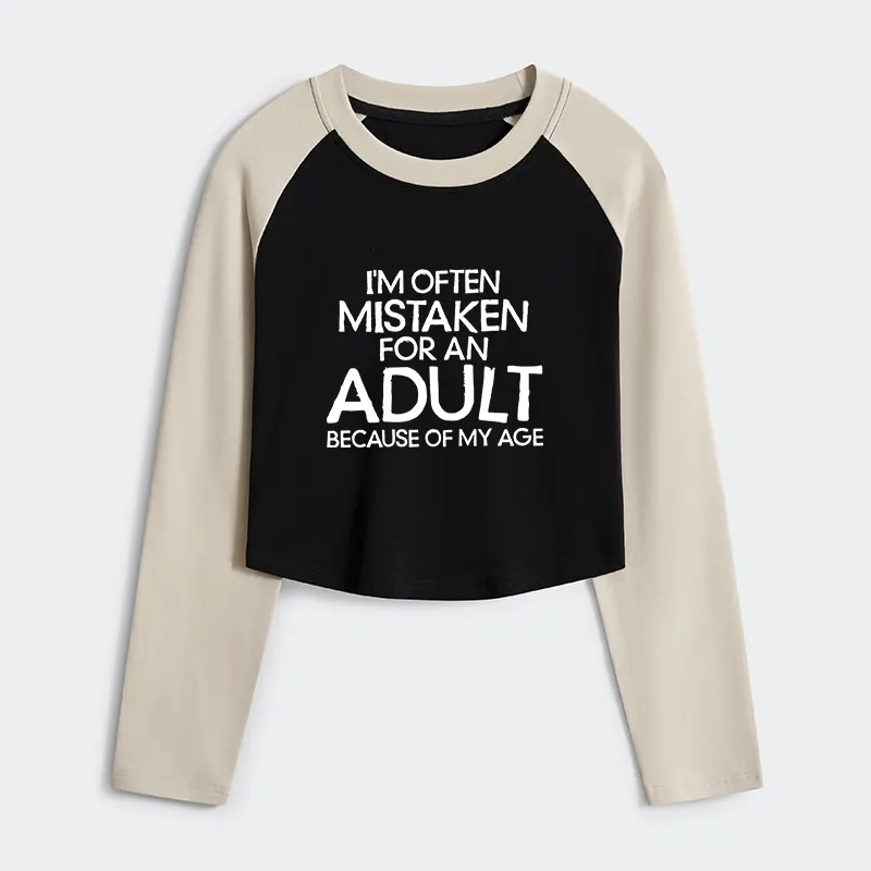 Tokyo-Tiger Old In Age But Young At Heart Women's Crop Raglan T-Shirt