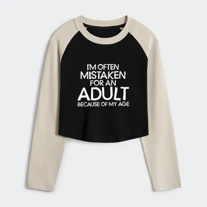 Tokyo-Tiger Old In Age But Young At Heart Women's Crop Raglan T-Shirt