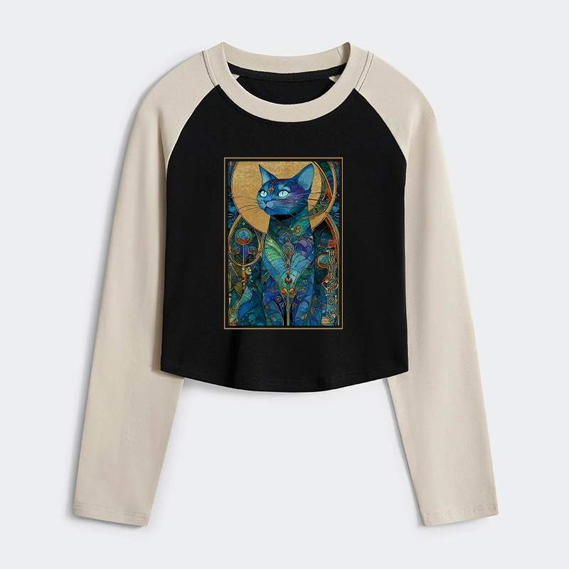 Tokyo-Tiger The Cat’s Plan To Rule Them All Women's Crop Raglan T-Shirt