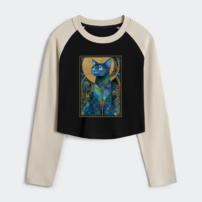 Tokyo-Tiger The Cat’s Plan To Rule Them All Women's Crop Raglan T-Shirt