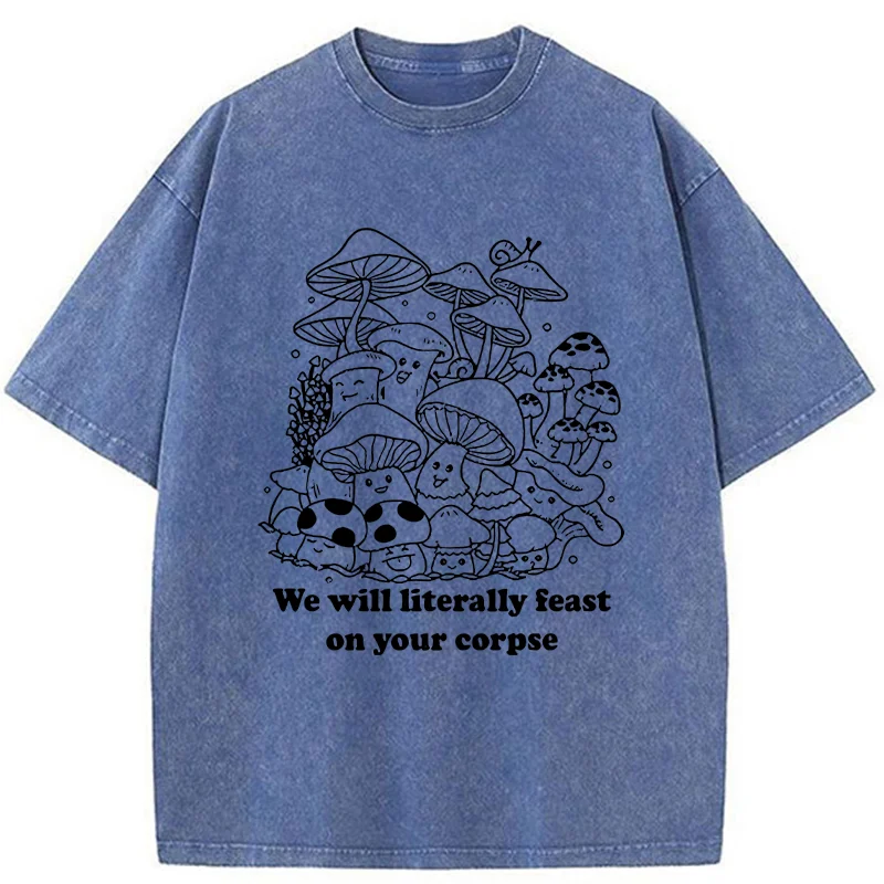 Tokyo-Tiger Funny Mushroom Washed T-Shirt
