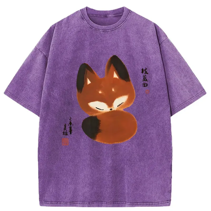 Tokyo-Tiger Cute Fox Washed T-Shirt