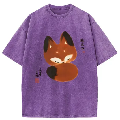 Tokyo-Tiger Cute Fox Washed T-Shirt