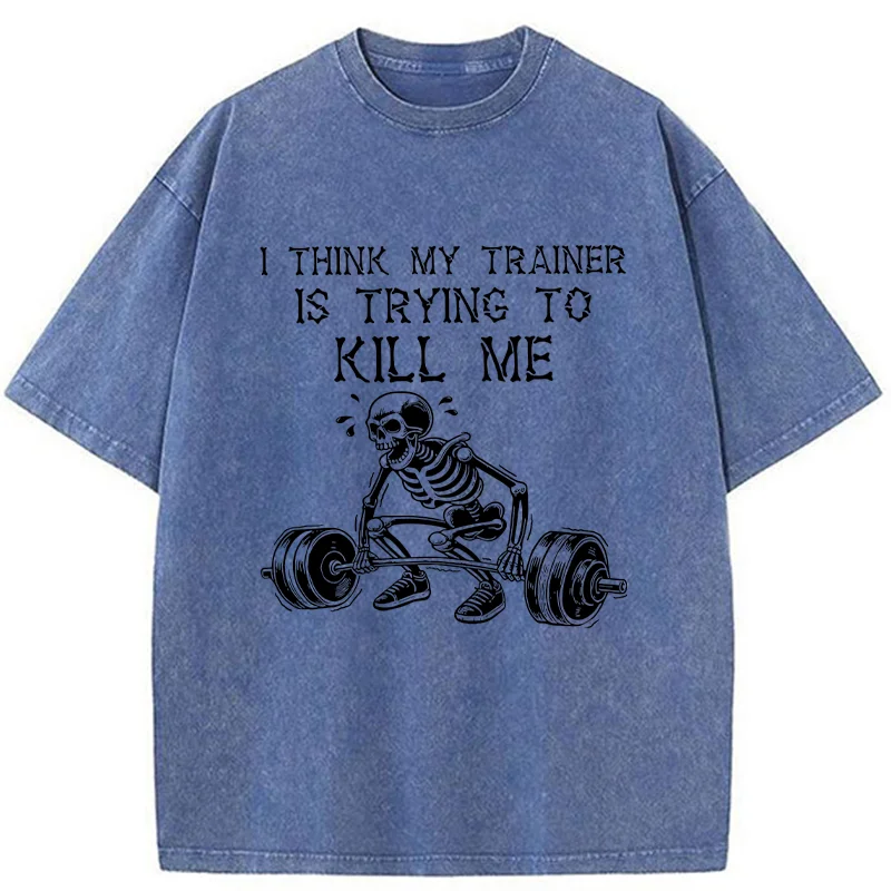 Tokyo-Tiger Gym Instructor Funny Washed T-Shirt