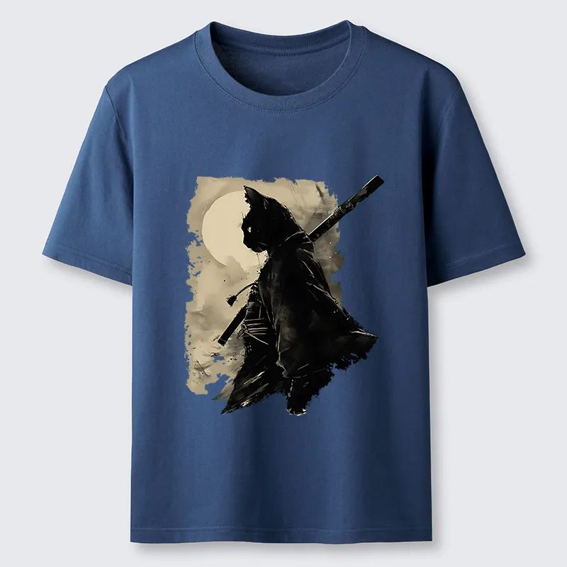 Tokyo-Tiger Under The Moon Cat Samurai Classic T-Shirt