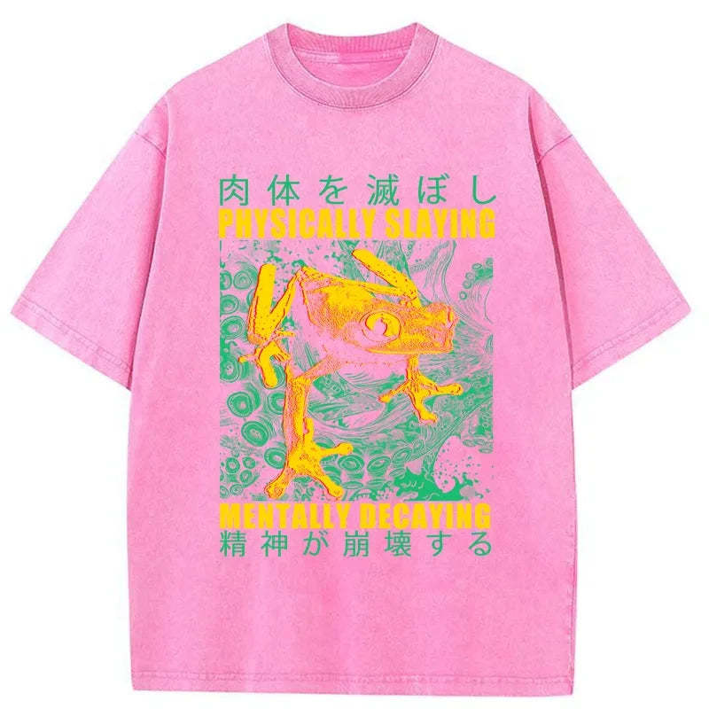 Tokyo-Tiger Physically Slaying Mentally Decaying Washed T-Shirt