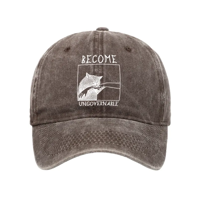 Tokyo-Tiger Cat Biting Arm Washed Cap