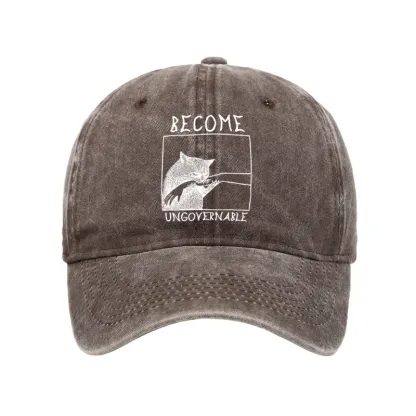 Tokyo-Tiger Cat Biting Arm Washed Cap