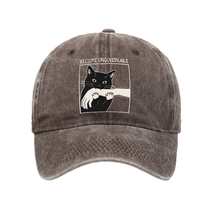 Tokyo-Tiger Black Cat Biting Washed Cap