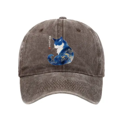 Tokyo-Tiger Retro Zen Cat: Living the Present Washed Cap