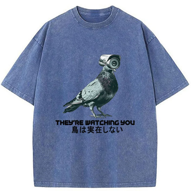 Tokyo-Tiger Birds Aren't Real Funny Washed T-Shirt