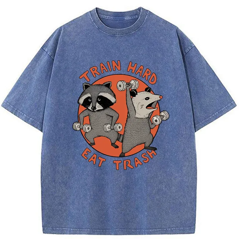 Tokyo-Tiger Raccoons And Opossums Are Working Out Washed T-Shirt