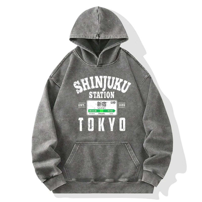Tokyo-Tiger Shinjuku Station Yamanote Line Washed Hoodie Sale