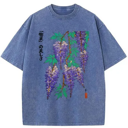 Tokyo-Tiger Wisteria Flowers Washed T-Shirt