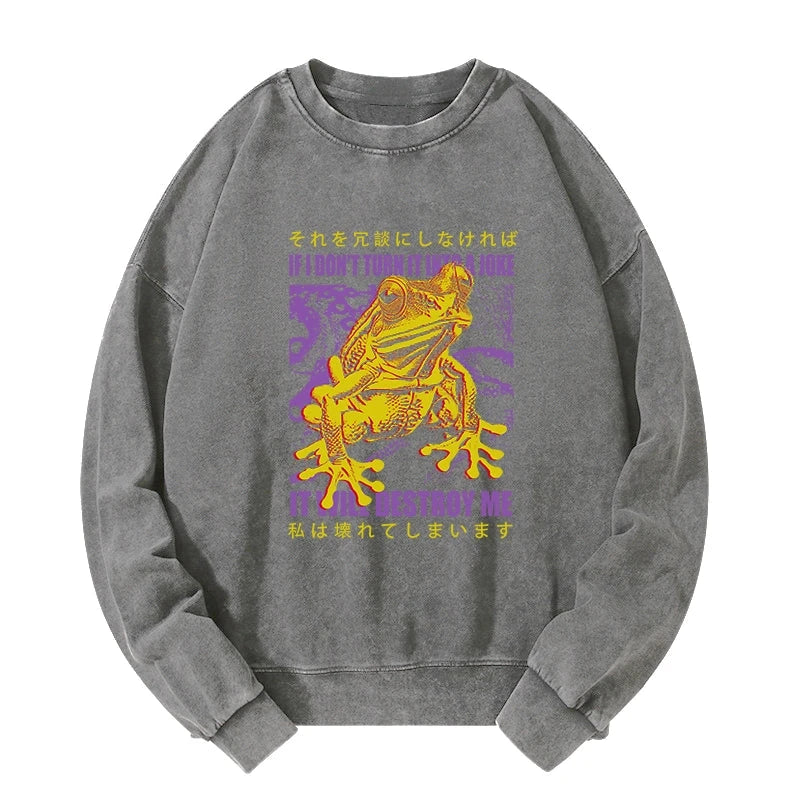 Tokyo-Tiger A Frog Prone To Emotional Breakdown Washed Sweatshirt