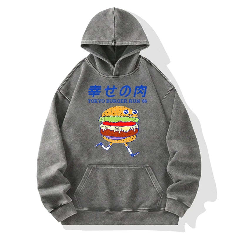 Tokyo-Tiger Tokyo Burger Run Japanese Washed Hoodie Sale