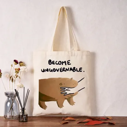 Tokyo-Tiger Moo Deng Bites Someone's Arm Tote Bag