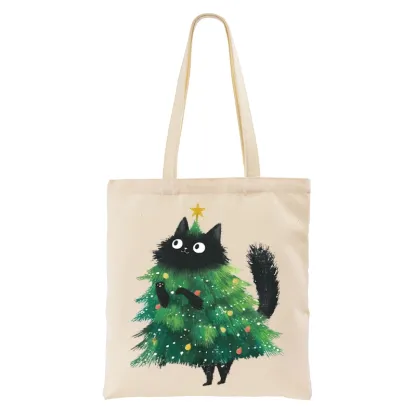 Tokyo-Tiger Christmas Tree Cat Japan Tote Bag