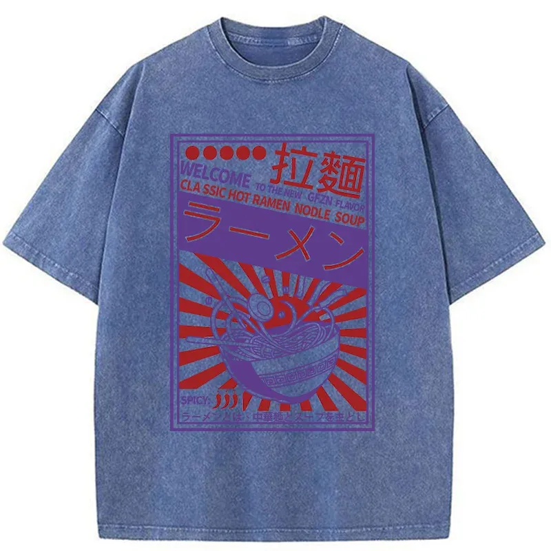Tokyo-Tiger Vintage Ramen Poster Washed T-Shirt