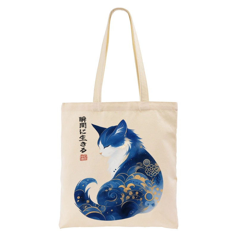 Tokyo-Tiger Retro Zen Cat: Living the Present Tote Bag