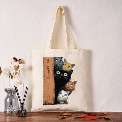 Tokyo-Tiger Five Cats Are Watching You Tote Bag