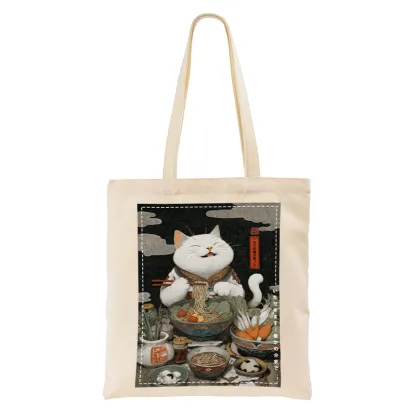 Tokyo-Tiger The Ramen-Loving Cat Tote Bag
