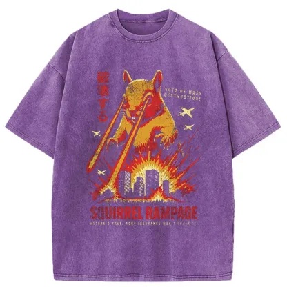 Tokyo-Tiger Squirrel Monster Funny Washed T-Shirt