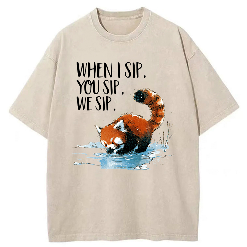 Tokyo-Tiger When I Sip Washed T-Shirt
