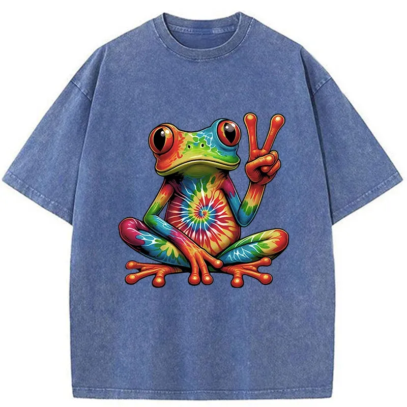 Tokyo-Tiger Psychedelic Frog Washed T-Shirt