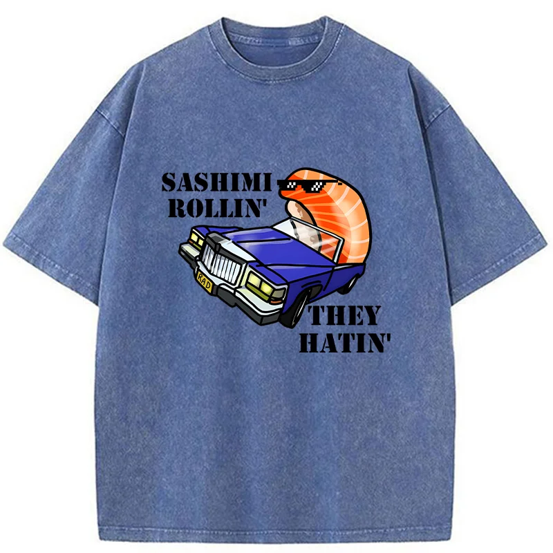 Tokyo-Tiger Sushi Driving Washed T-Shirt