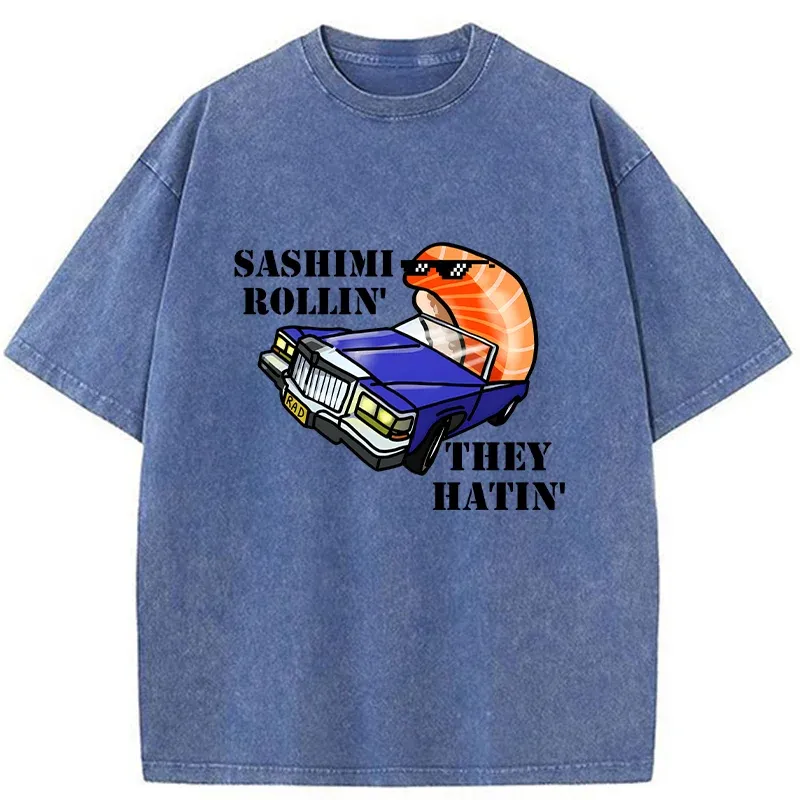 Tokyo-Tiger Sushi Driving Washed T-Shirt Sale